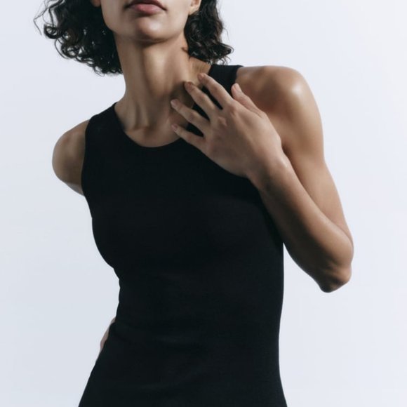 NWT ZARA LONG KNIT DRESS  BLACK - REF. 2142/066 S, M - Picture 3 of 6